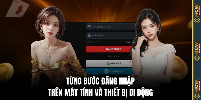 Từng bước đăng nhập trên máy tính và thiết bị di động